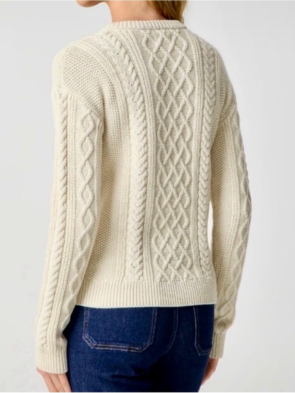 J Crew Ivory Cable Knit Crewneck Sweater - Women - Picture 3 of 10